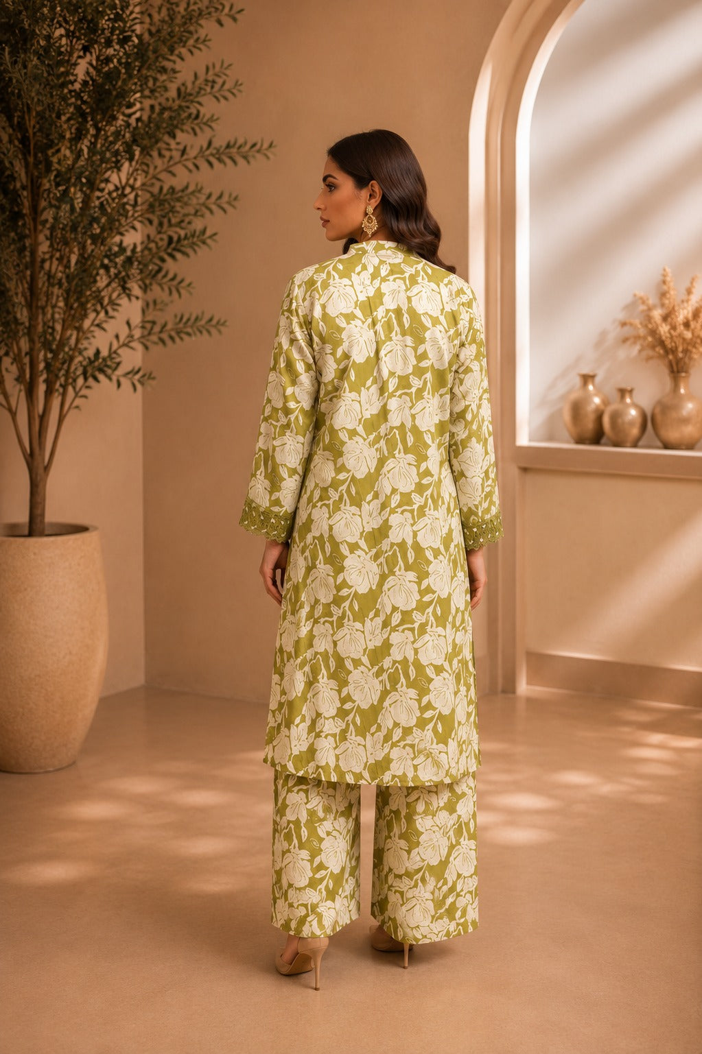 Embroidered Lawn-Cotton Floral Print 3-Piece Suit