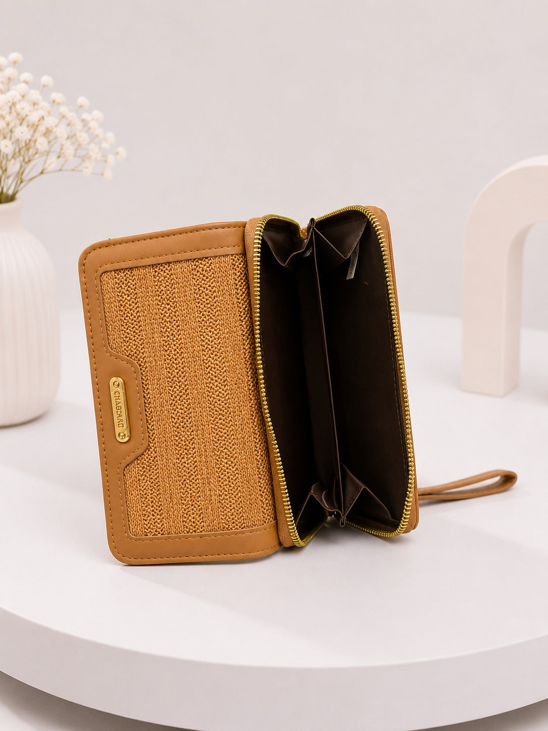 Sophisticated Structured Wallet with Detachable Wrist Strap