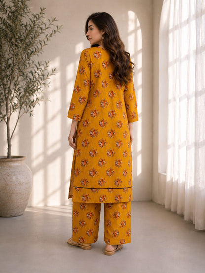 Embroidered Cotton Lawn Grey Polka Dot 2-Piece Suit
