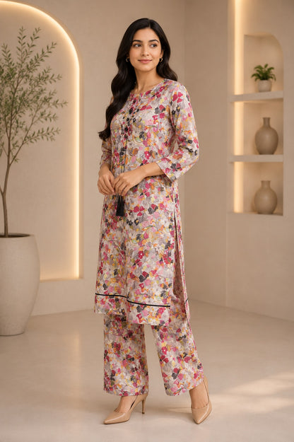 Contemporary Multi-Color Floral Cotton Kurti
