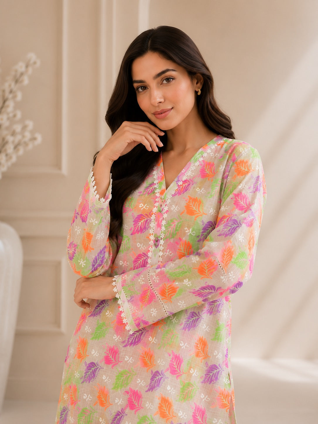 Pure Doria Lawn Multi-Color Floral Printed Shirt