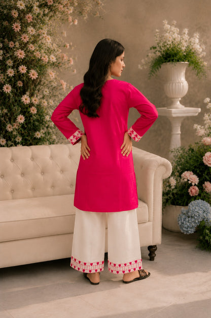 Pink Velvet Heart – Embroidered Cotton Lawn 2-PC
