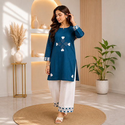 Pink Velvet Heart – Embroidered Cotton Lawn 2-PC