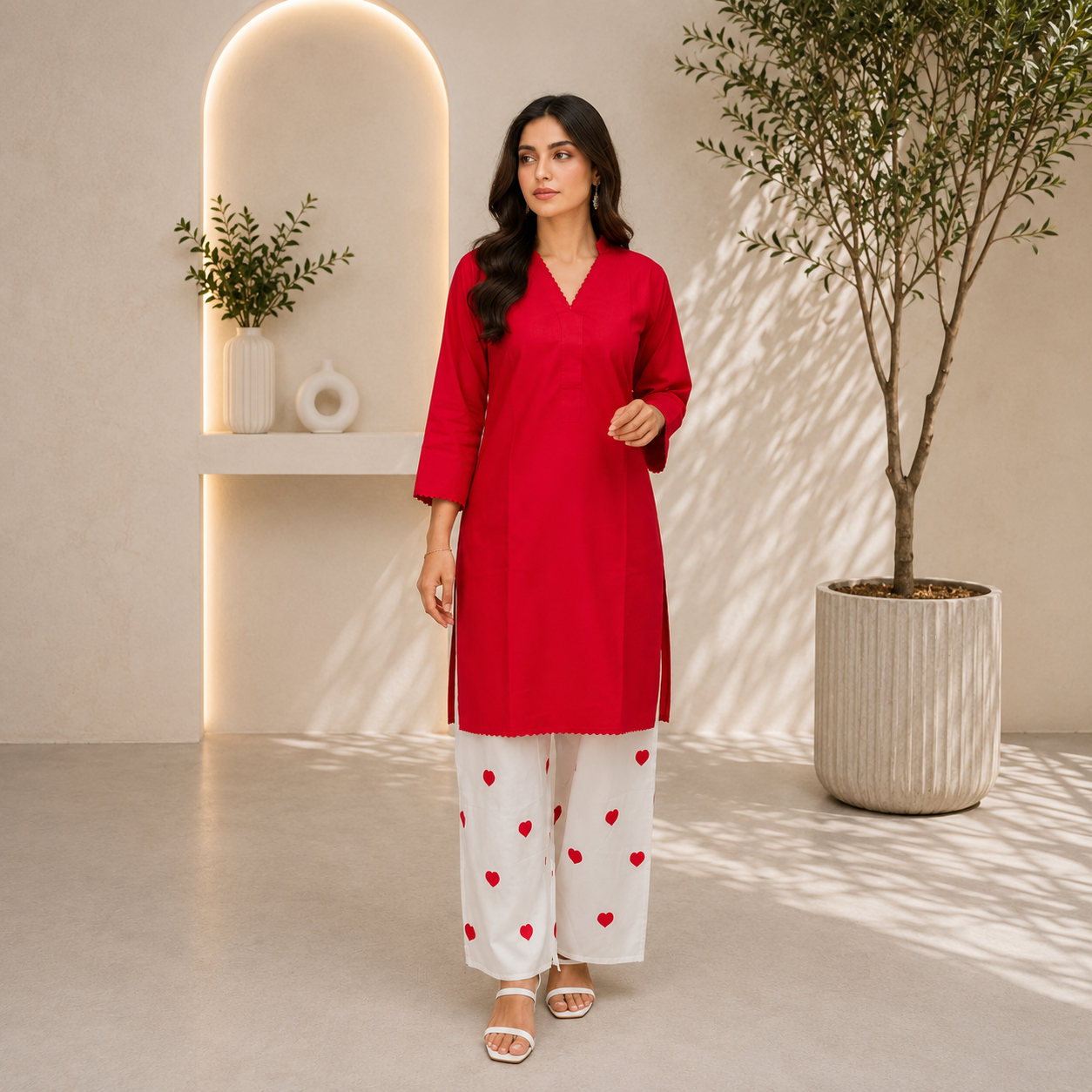 Embroidered Cotton Lawn Mustard Solid Shirt with Printed Trouser