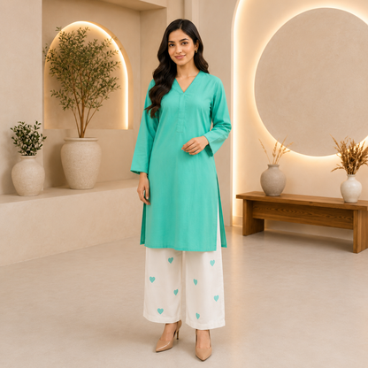 Embroidered Cotton Lawn Mustard Solid Shirt with Printed Trouser