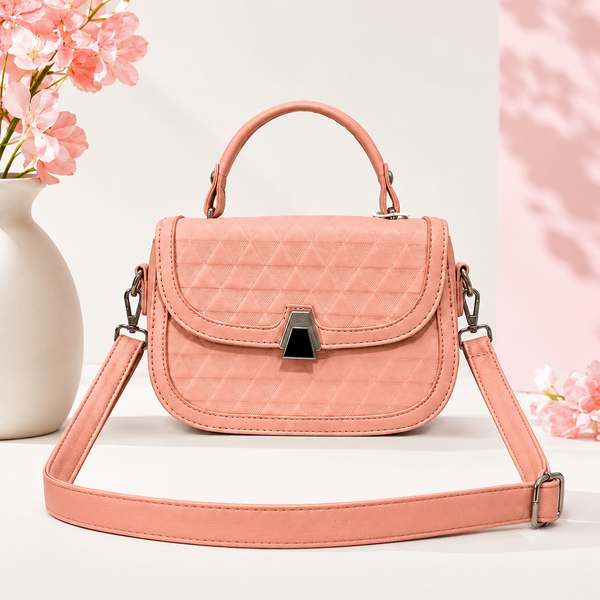 Elegant Quilted Top-Handle Crossbody Bag - Blush Pink