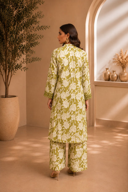 Embroidered Lawn-Cotton Floral Print 3-Piece Suit