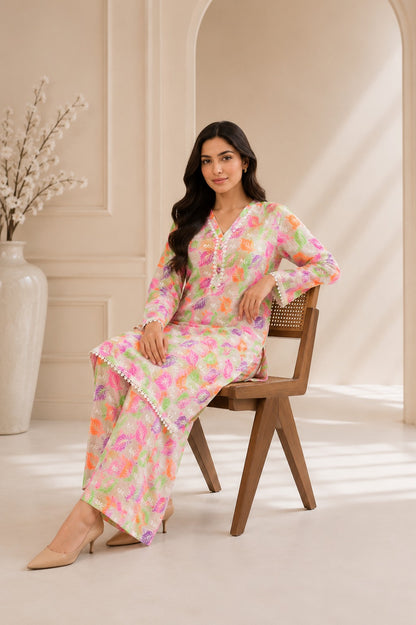 Pure Doria Lawn Multi-Color Floral Printed Shirt