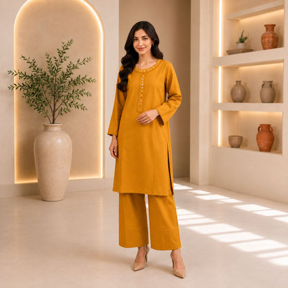 Mustard Lawn 2-Piece Co-Ord Set