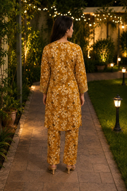 Embroidered Lawn-Cotton Floral Print 3-Piece Suit