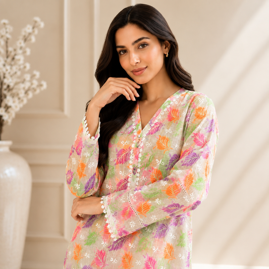 Pure Doria Lawn Multi-Color Floral Printed Shirt
