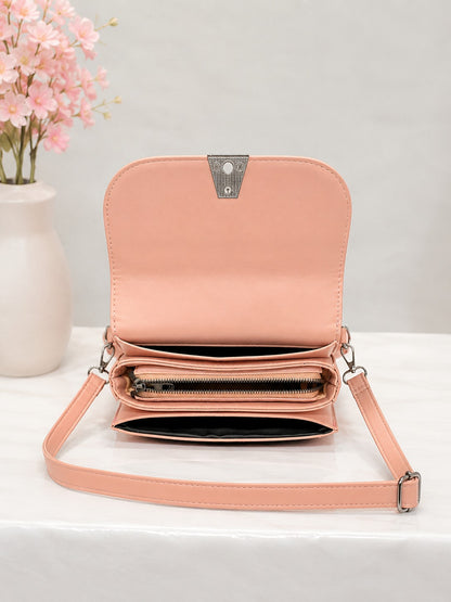 Elegant Quilted Top-Handle Crossbody Bag - Blush Pink