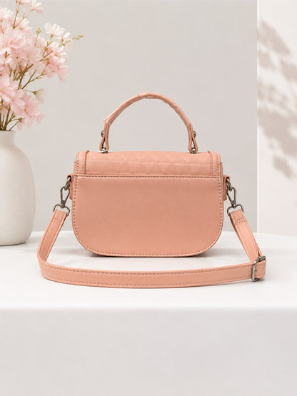 Elegant Quilted Top-Handle Crossbody Bag - Blush Pink