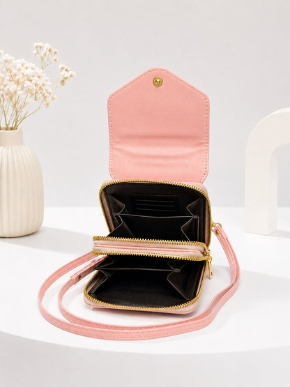 Elegant 'Forever Young' Multifunctional Crossbody Wallet - Blush Pink