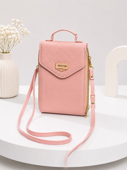 Elegant 'Forever Young' Multifunctional Crossbody Wallet - Blush Pink