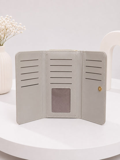 Elegant Woven-Texture Wristlet Clutch - Sophisticated Grey