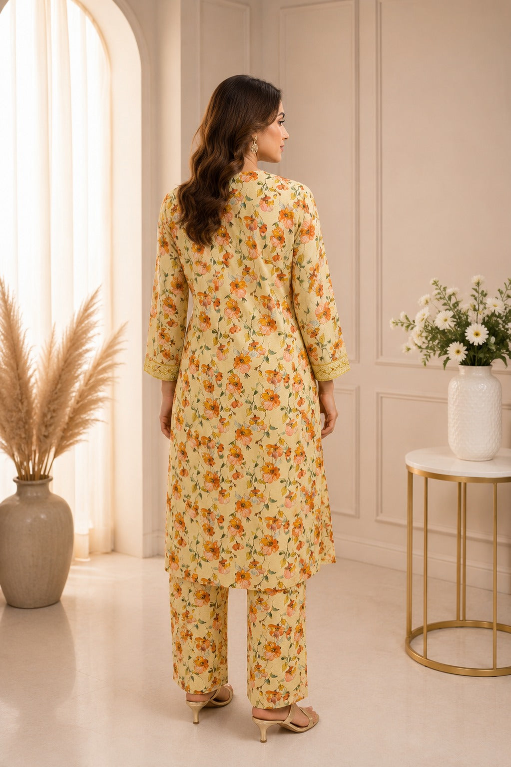 Embroidered Lawn-Cotton Floral Print 3-Piece Suit