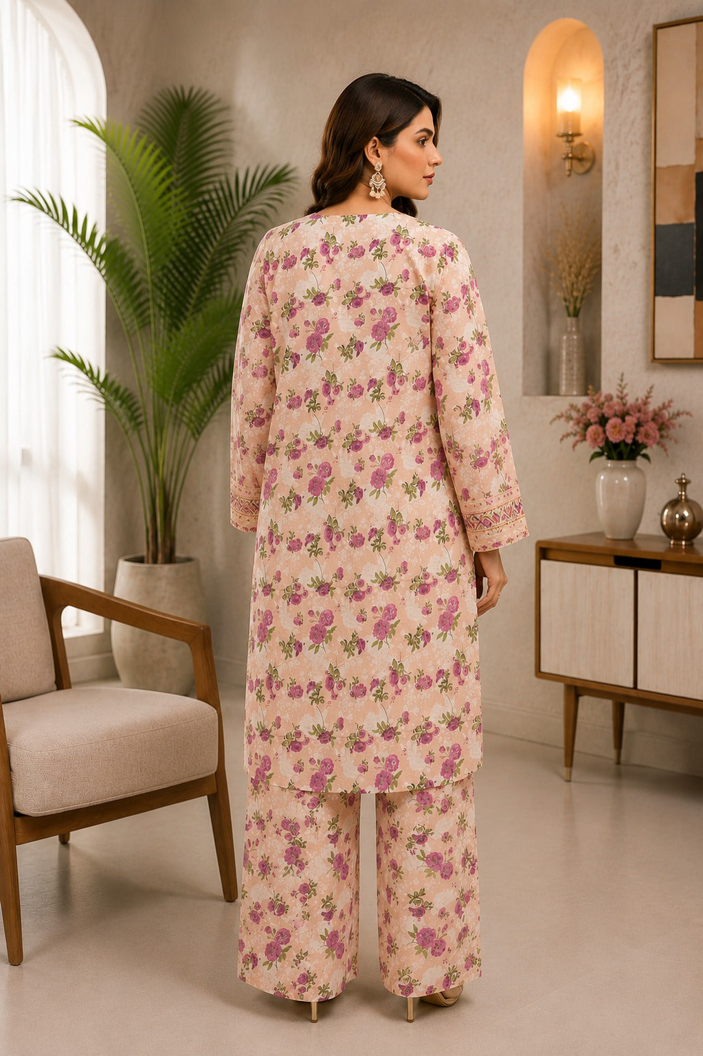 Embroidered Lawn-Cotton Floral Print 3-Piece Suit