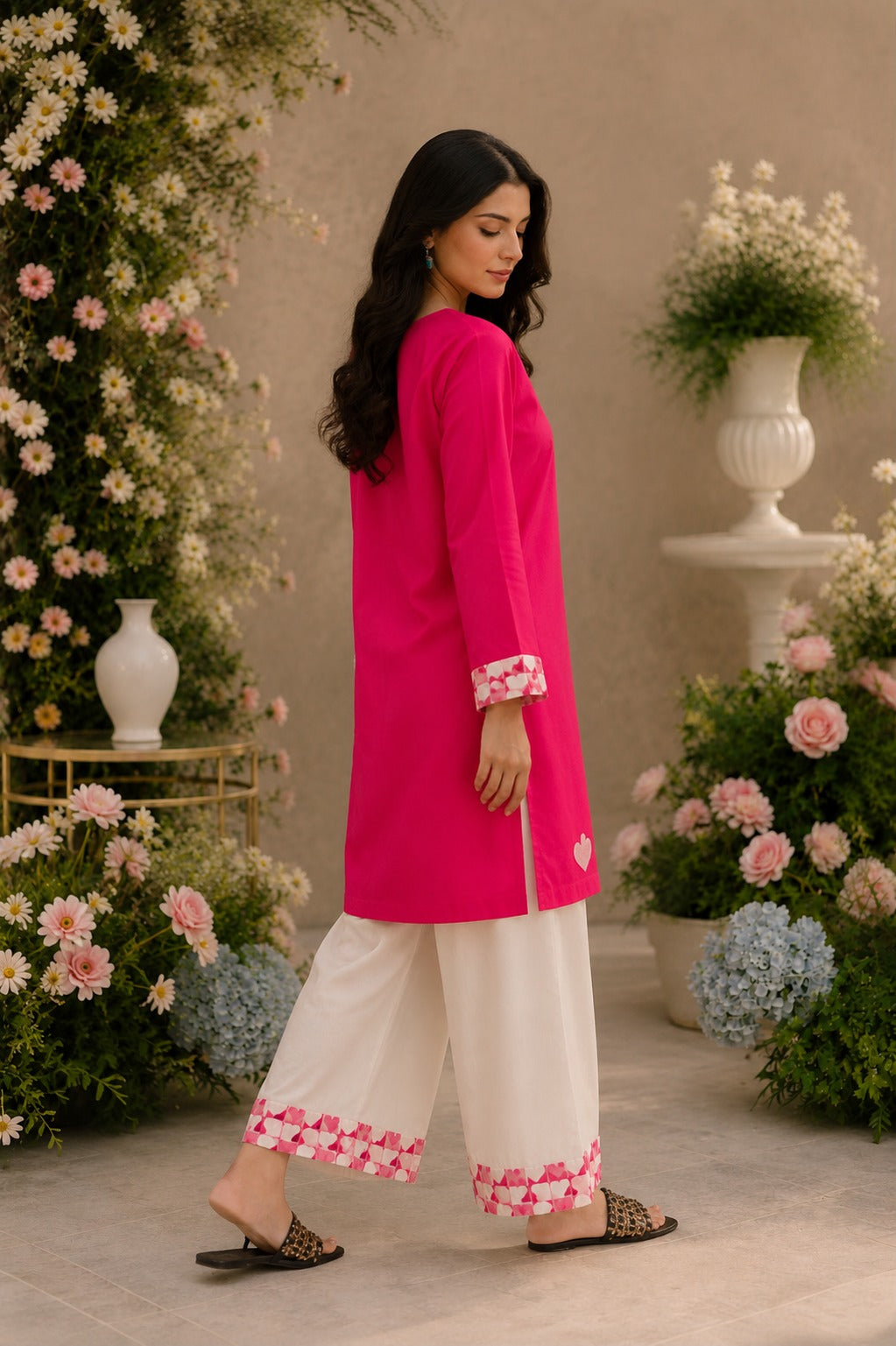 Pink Velvet Heart – Embroidered Cotton Lawn 2-PC