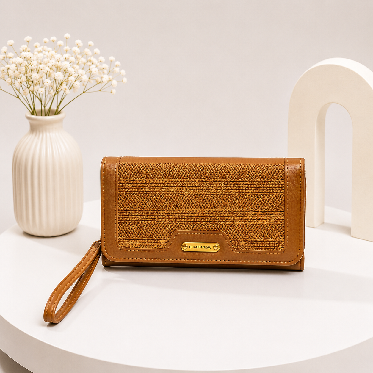 Sophisticated Structured Wallet with Detachable Wrist Strap