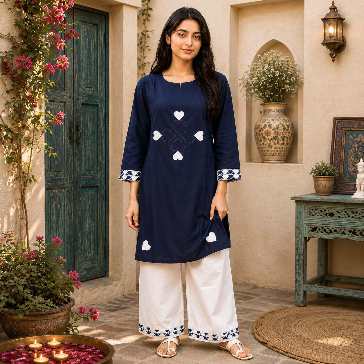 Pink Velvet Heart – Embroidered Cotton Lawn 2-PC