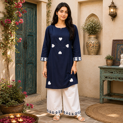 Pink Velvet Heart – Embroidered Cotton Lawn 2-PC