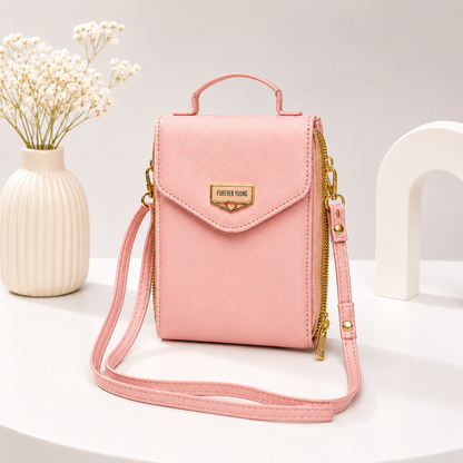 Elegant 'Forever Young' Multifunctional Crossbody Wallet - Blush Pink