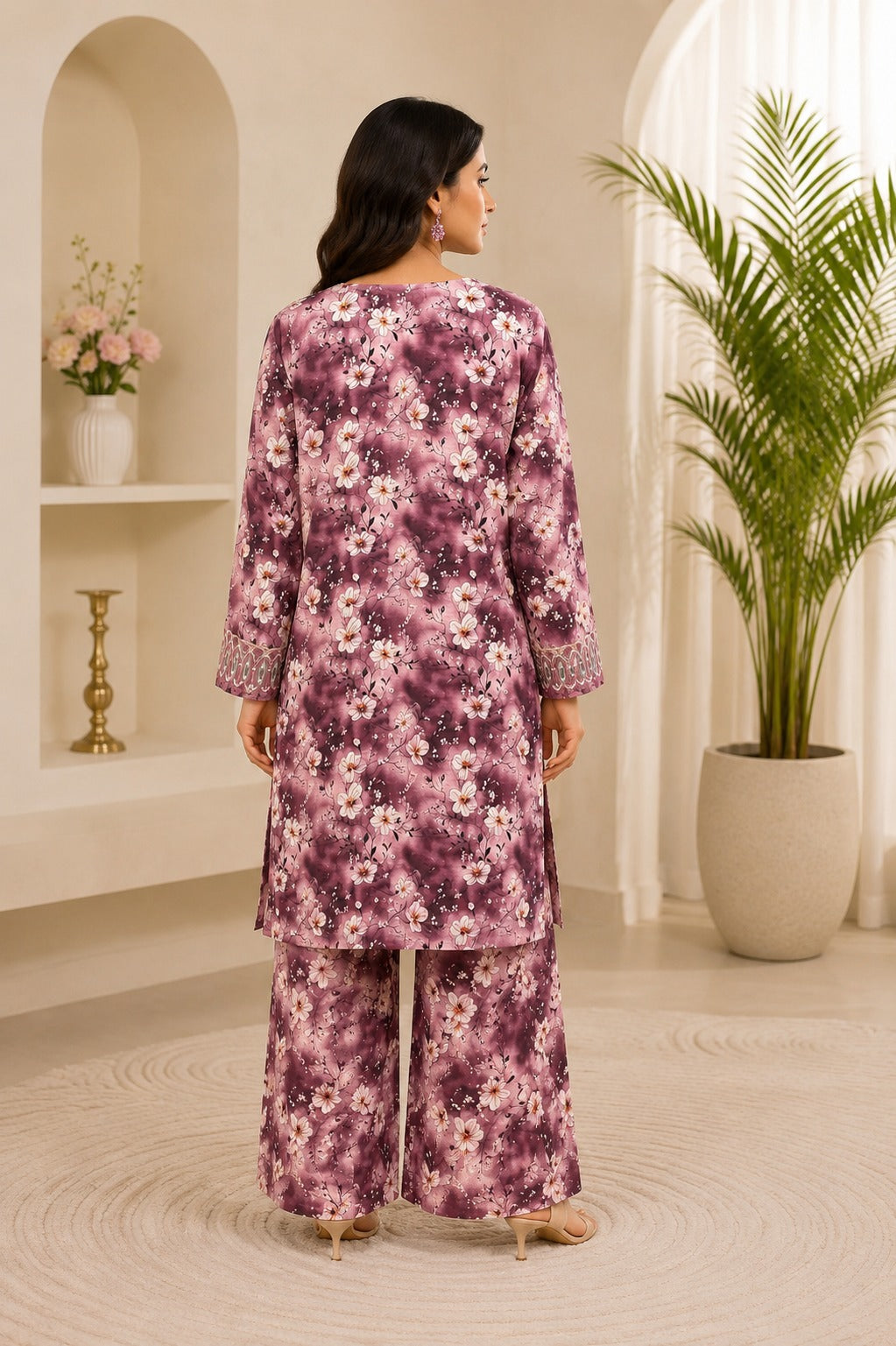 Embroidered Lawn-Cotton Floral Print 3-Piece Suit